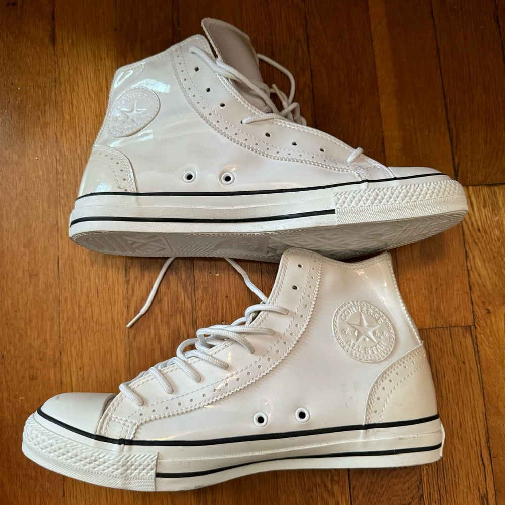 Converse White Patent High Top Sneaker. NWOT